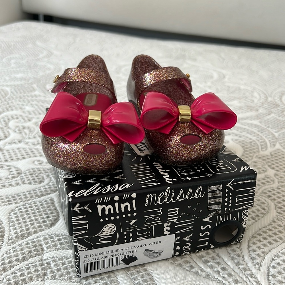 Mini Melissa ultragirl glass pink glitter size 8
